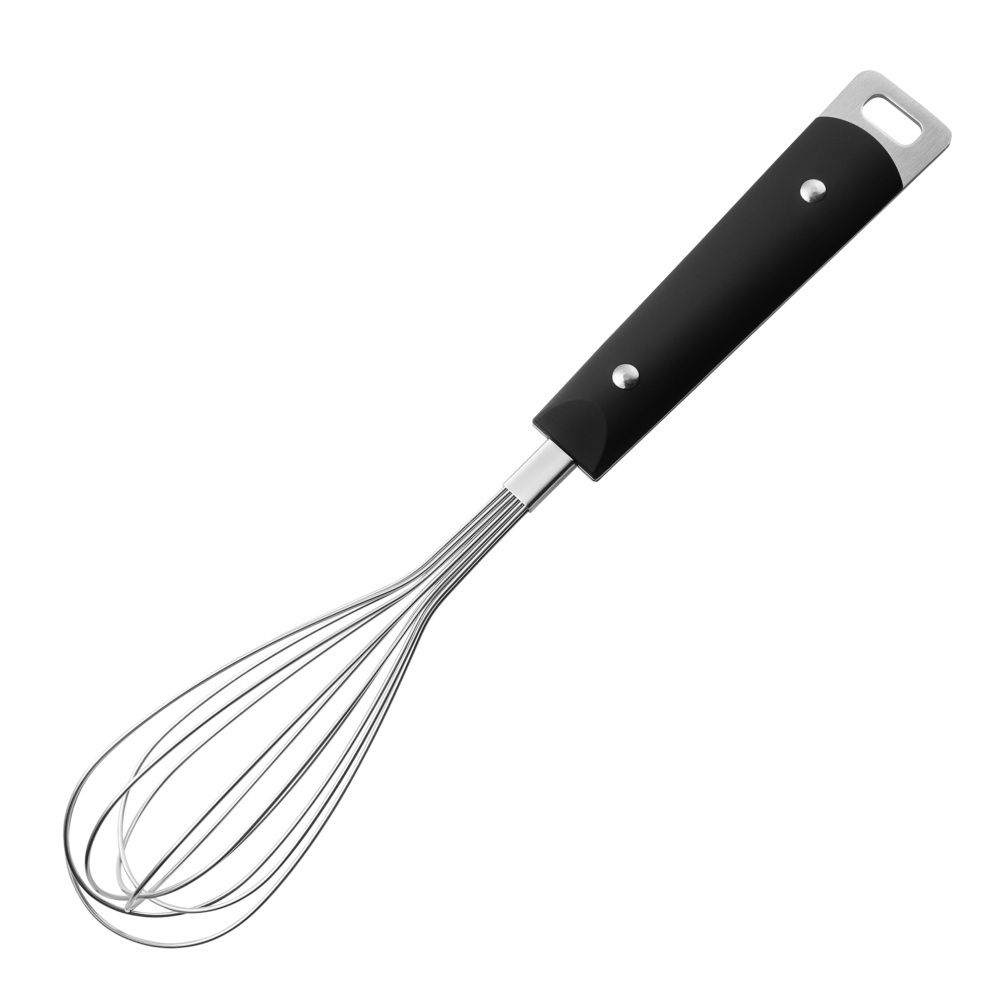 Top view, brandless stainless steel wire whisk