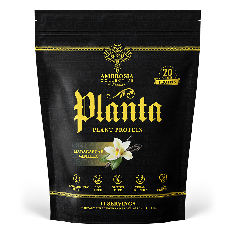 Madagascar Vanilla Planta, 14 servings. Net weight 424.2g, 0.94 lbs.. Dietary Supplement. Gluten Free, soy free, vegan, eco-friendly.